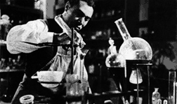 George Washington Carver in his lab